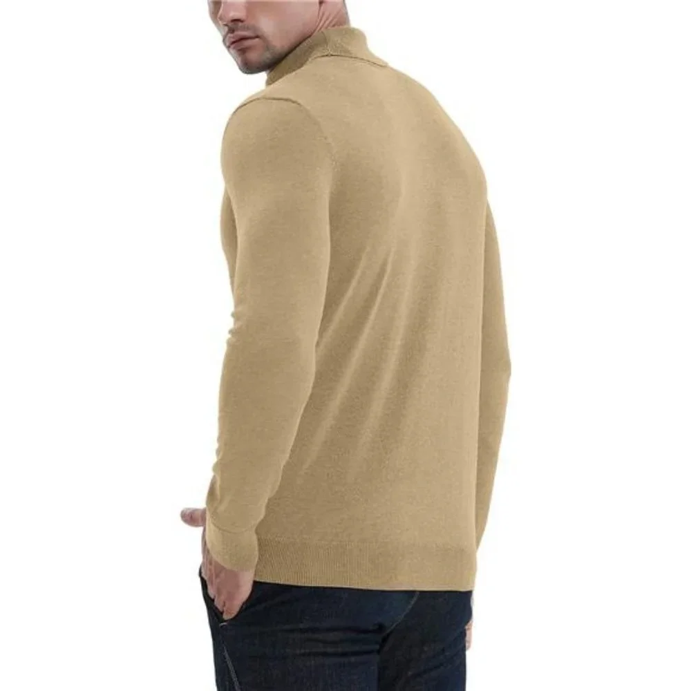 Slim Fit Basic Sweaters Knitted Thermal Turtleneck Pullover Sweater For Men - Picture 2 of 5